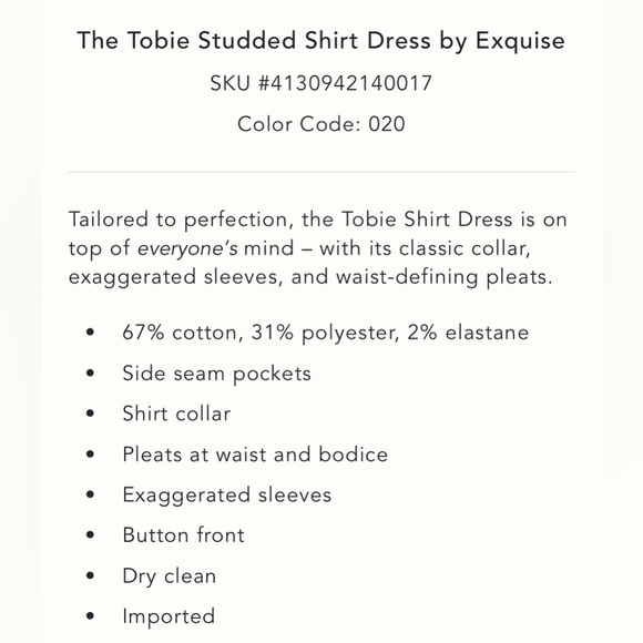 Anthropologie x Exquise The Tobie Studded Shirt Dress NWT - Picture 5 of 16